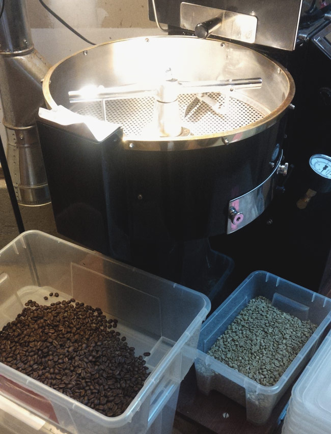 Before and after coffee roasting process