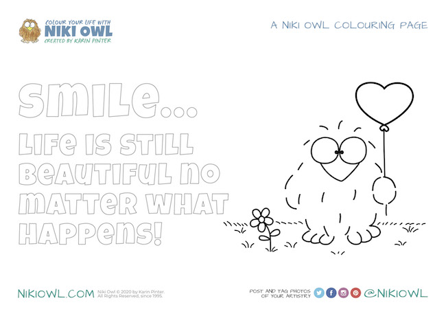 owl colouring page - Life Is Still Beautiful