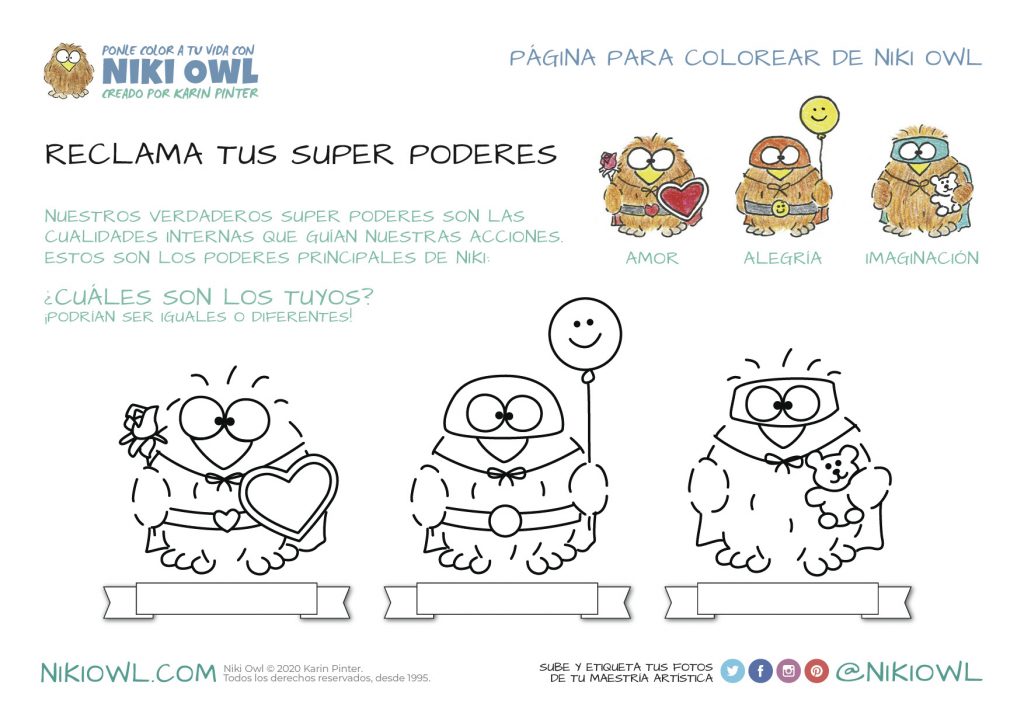 Dibujos de búhos para colorear de Niki Owl - Reclama tus Super Poderes